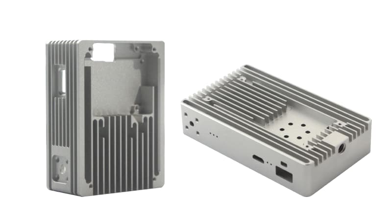A metal part with a uniform matte texture from bead blasting